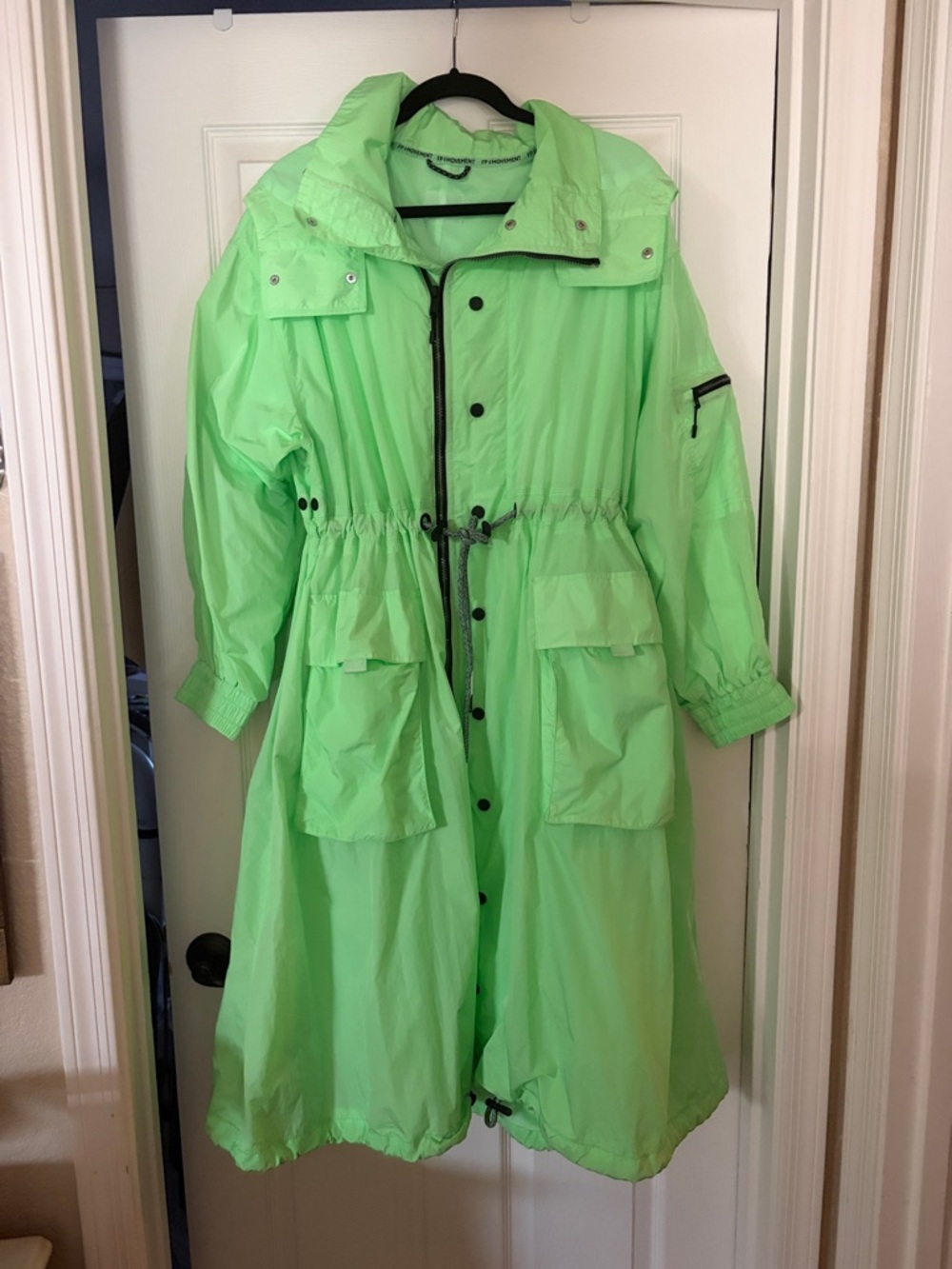 Free People Movement Aurora Maxi Windbreaker Parka Jacket Neon Lime Medium - Picture 8 of 9
